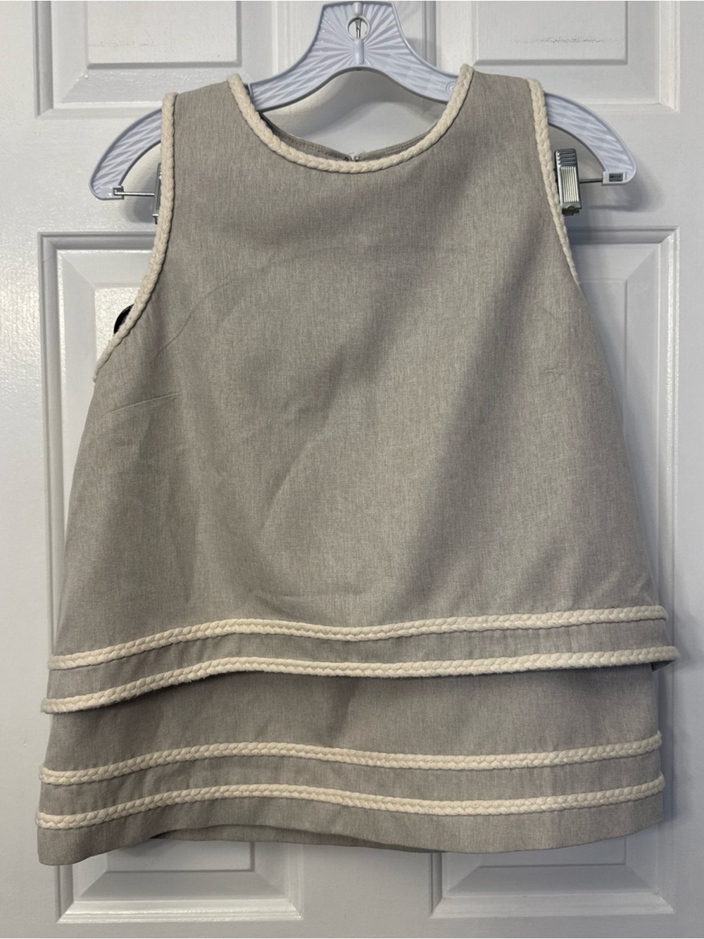 Tuckernuck Tank & Mini Skirt Set Flax Cream Braided Trim M Classic Preppy Chic